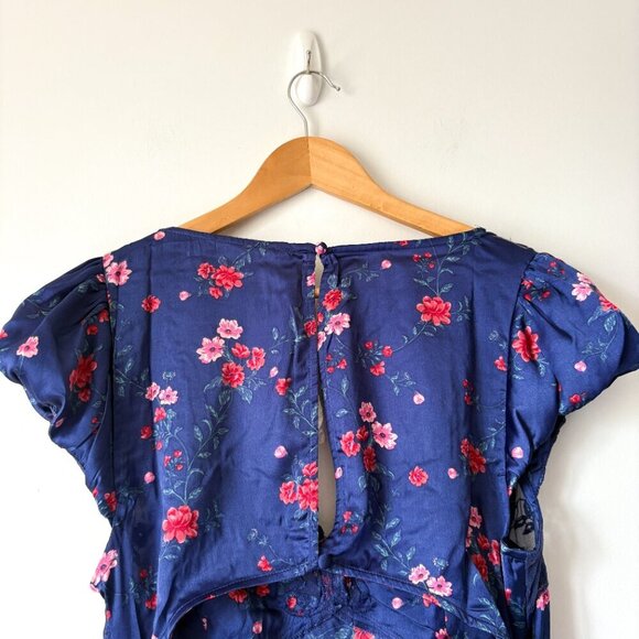 Free People Butterfly Babe Midi Dress NWT Navy Combo Size XL - Picture 12 of 15